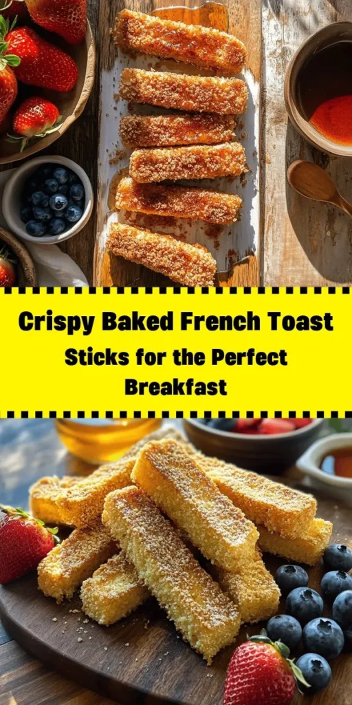 Start your mornings right with these crispy baked French toast sticks! Made with thick slices of brioche or challah, they’re easy to prepare and baked to golden perfection. Simply dip bread strips in a luscious egg and milk mixture, coat them in crunchy breadcrumbs, and bake. Perfect for dipping in maple syrup or enjoying with fresh fruit. An irresistible breakfast that's sure to please kids and adults alike, ready in just 25 minutes!
