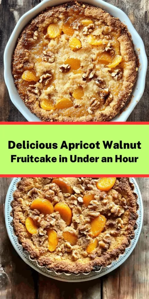 Discover this delightful Quick & Easy Apricot and Walnut Fruitcake recipe that’s perfect for any occasion! With a fruity blend of apricots, mixed dried fruits, and crunchy walnuts, this cake is a crowd-pleaser. Packed with flavor from orange juice and a hint of spices, it's moist and delicious. Plus, it only takes about an hour to prepare! Ideal for sharing or enjoying as a sweet treat at home. Try it out and indulge in pure fruity goodness!