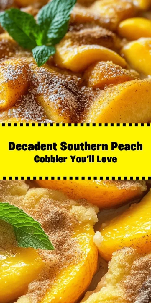 Indulge in a slice of nostalgia with this Classic Southern Peach Cobbler recipe! Bursting with sweet, juicy peaches and a buttery, golden topping, this dessert is perfect for any gathering. With simple ingredients and easy steps, you'll whip up this heartwarming treat in no time. Serve warm with a scoop of vanilla ice cream and fresh mint for a delightful finish. Gather your loved ones and enjoy the comfort of homemade goodness!
