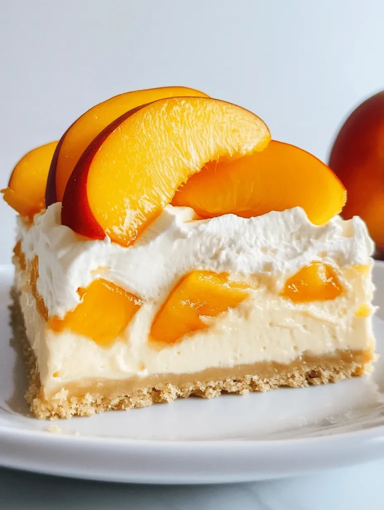 Seasonal fruits bring an extraordinary depth of flavor and texture to desserts, elevating them from ordinary to extraordinary. Using fresh ingredients not only enhances the taste but also adds a vibrant color and nutritional value to the dish. In the case of our Peaches and Cream Cheesecake Bars, ripe, juicy peaches provide a fresh burst of flavor that complements the rich, creamy cheesecake filling. The sweetness of the fruit balances out the tanginess of the cream cheese, creating a dessert that is both indulgent and refreshing.