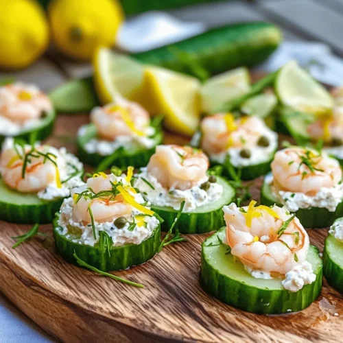 When it comes to appetizers, few dishes can compete with the light and refreshing allure of Cucumber Shrimp Bites. This delightful recipe showcases a perfect harmony of flavors and textures: succulent shrimp paired with creamy, herb-infused cheese, all elegantly nestled atop crisp cucumber slices. Not only do these bites tantalize your taste buds, but they also offer an appealing visual presentation that enhances any gathering, whether it's a casual get-together or a formal celebration.
