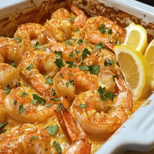 If you're looking for a quick and delightful seafood dish that impresses without requiring extensive culinary skills, Baked Butter Lemon Shrimp is the answer. This recipe shines with simplicity, taking only about 30 minutes from preparation to plate. The shrimp are bathed in a rich, buttery sauce that is brightened by the zesty kick of fresh lemon juice and enhanced by aromatic garlic. With just a hint of spice from paprika and red pepper flakes, this dish offers a fantastic balance of flavors that will have your taste buds dancing.