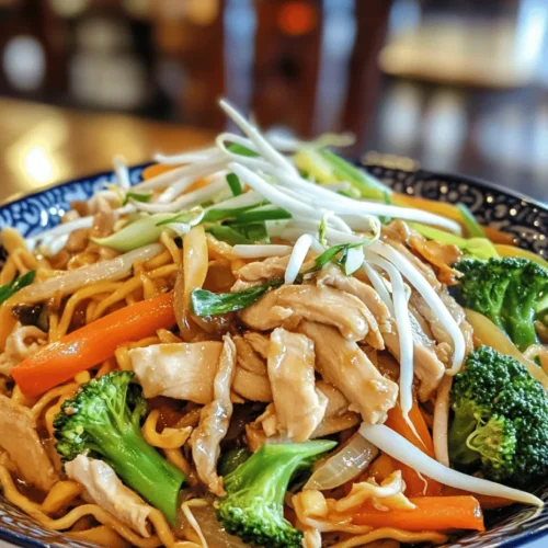 Chicken Chow Mein is a beloved dish that has captured the hearts and palates of many around the world. This traditional Chinese stir-fry combines tender chicken, crisp vegetables, and chewy noodles, all enveloped in a rich and flavorful chow mein sauce. The vibrant colors and textures of Chicken Chow Mein not only make it visually appealing but also create a delightful symphony of tastes that is both satisfying and comforting.