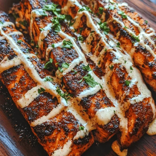 If youâre searching for a dish thatâs both sophisticated and simple to prepare, look no further than Sizzling Blackened Salmon with Creamy Dijon Sauce. This culinary masterpiece highlights salmon, a beloved ingredient celebrated for its rich flavor and numerous health benefits. Packed with omega-3 fatty acids and essential nutrients, salmon has earned its place as a favorite among health-conscious food enthusiasts and culinary adventurers alike.