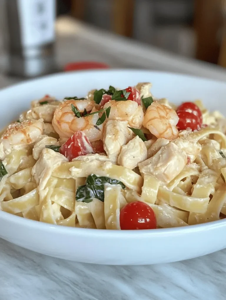 Cajun cuisine is a vibrant and hearty culinary tradition rooted in the deep cultural melting pot of Louisiana. Known for its bold flavors, aromatic spices, and a unique blend of ingredients, Cajun cooking reflects the rich heritage of the Acadian people. One of the standout dishes that encapsulates this culinary artistry is Creamy Shrimp & Chicken Pasta. This delightful recipe marries the succulent tastes of land and sea, featuring juicy chicken and tender shrimp enveloped in a creamy sauce, all served atop a bed of perfectly cooked pasta.