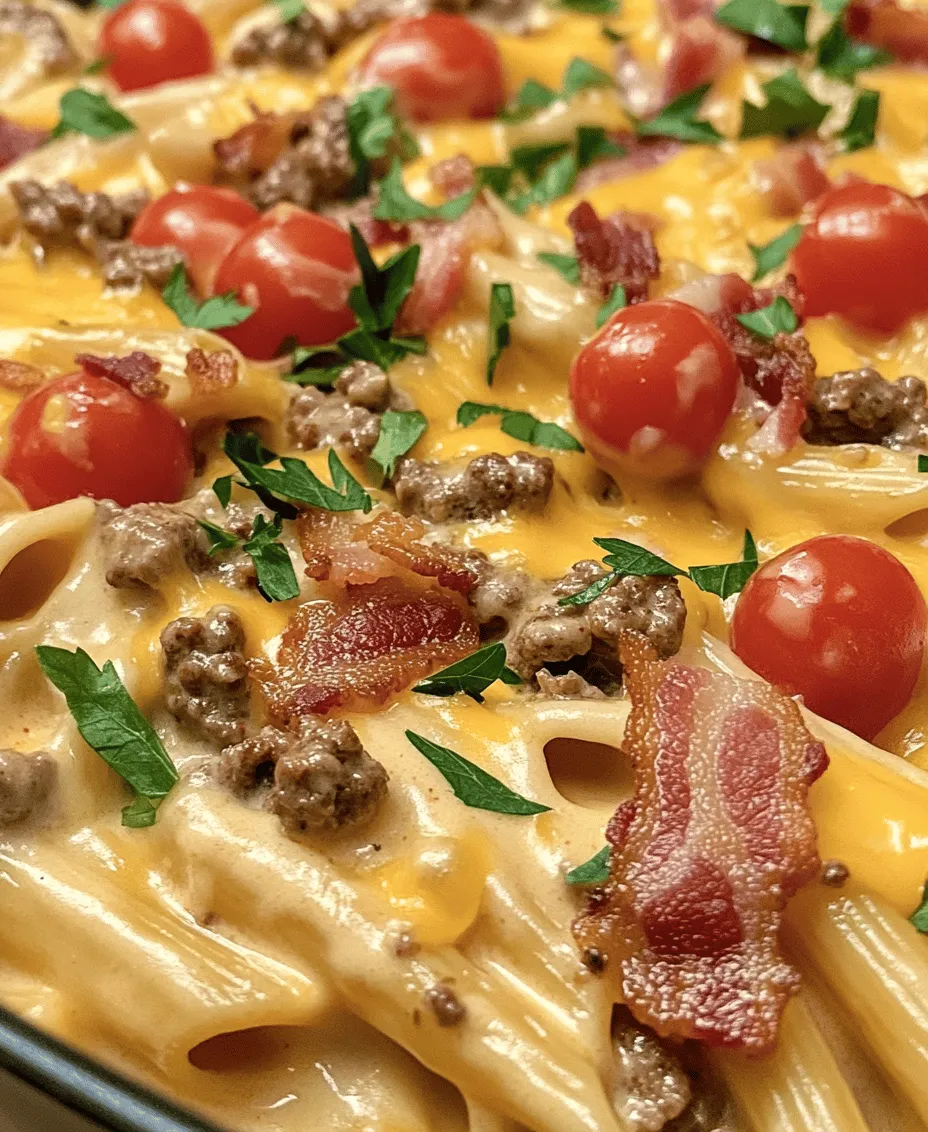 When it comes to comfort food, few dishes can compete with the heartwarming allure of a rich and creamy pasta dish. Loaded Cheeseburger Alfredo Pasta combines two beloved classics—the cheeseburger and Alfredo pasta—into a single, indulgent meal that is sure to satisfy cravings from every angle. Picture this: tender pasta enveloped in a velvety cheese sauce, mingling with savory ground beef, crispy bacon, and a medley of fresh vegetables. It’s a plateful of happiness that brings the family together, making it an ideal choice for cozy weeknight dinners or festive gatherings.