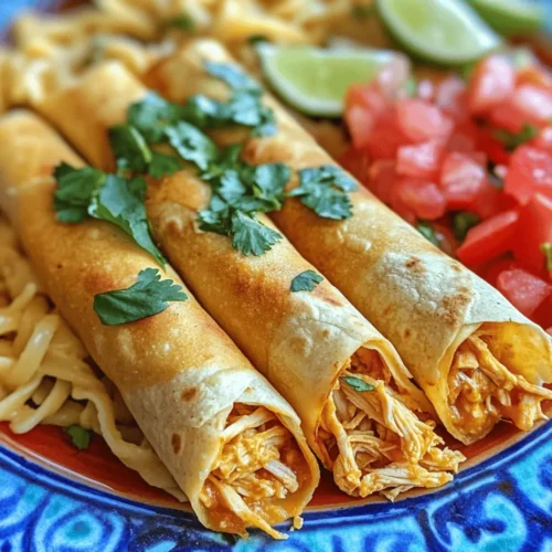 Crunchy Chicken Flautas paired with Savory Fideo Fiesta is more than just a meal; it is a delightful celebration of flavors and textures that reflect the rich tapestry of Mexican cuisine. Flautas, which translate to "flutes" in Spanish, are a popular Mexican dish often made with rolled tortillas filled with savory ingredients and fried to a perfect golden brown. When paired with fideo, a deliciously seasoned noodle dish, you get a satisfying and hearty meal that is perfect for family gatherings and festive occasions.