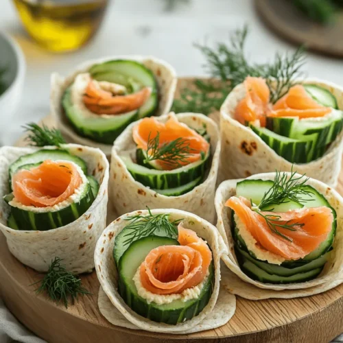 Smoked salmon roll-ups with cucumber and hummus are a delightful fusion of flavors and textures that perfectly encapsulate the essence of healthy eating. This recipe is not only a feast for the eyes but also a nutritious option that can cater to various dietary preferences. The combination of rich, smoky salmon and the refreshing crunch of cucumber, paired with the creamy goodness of hummus, creates a snack or appetizer that is both satisfying and guilt-free.