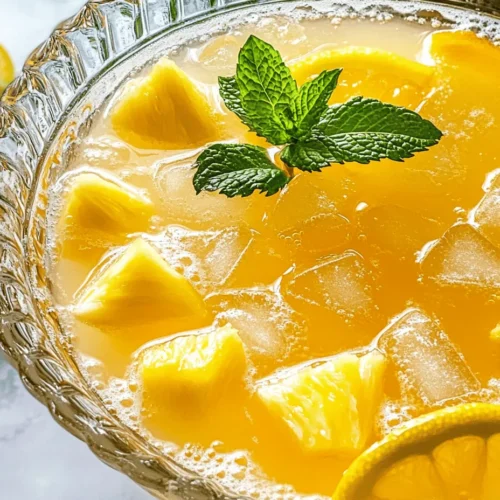 Pineapple Lemonade Punch embodies the essence of summer and celebration. Its popularity as a go-to drink for social events and family gatherings is no surprise, as it combines the tropical sweetness of pineapple with the refreshing tang of lemons. This punch is versatile enough to suit various occasions, from casual picnics to festive parties, making it a staple for anyone who loves entertaining.