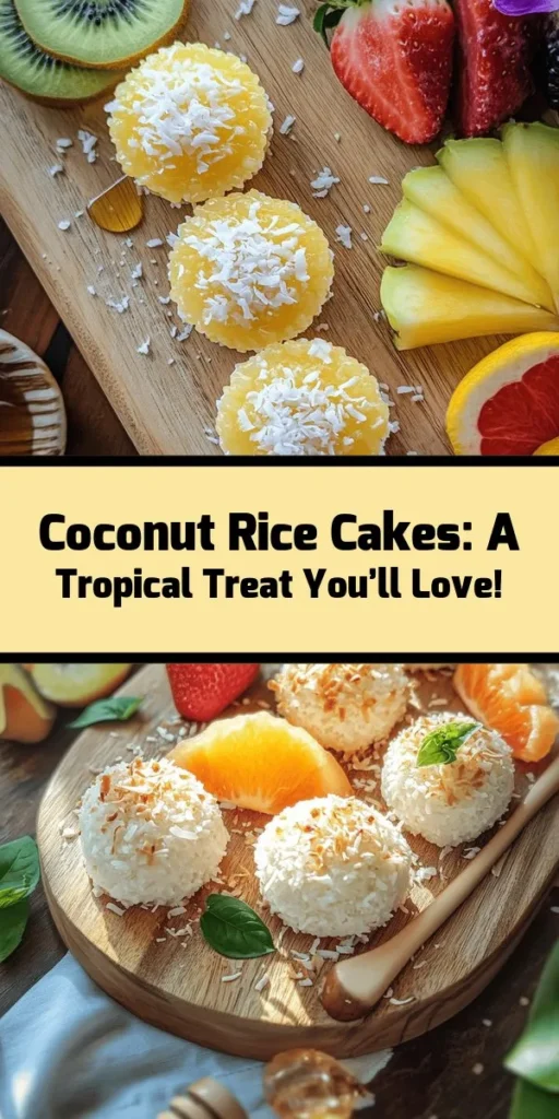 Indulge in the sweet and tropical flavors of Coconut Rice Cakes! Made with jasmine rice and creamy coconut milk, these delightful treats are baked to perfection for a golden finish. Enjoy them as a snack or dessert, and customize with your favorite toppings like fresh fruit, honey, or extra shredded coconut. This easy recipe makes 12 mini rice cakes, perfect for sharing or enjoying on your own. Get ready to delight your taste buds!