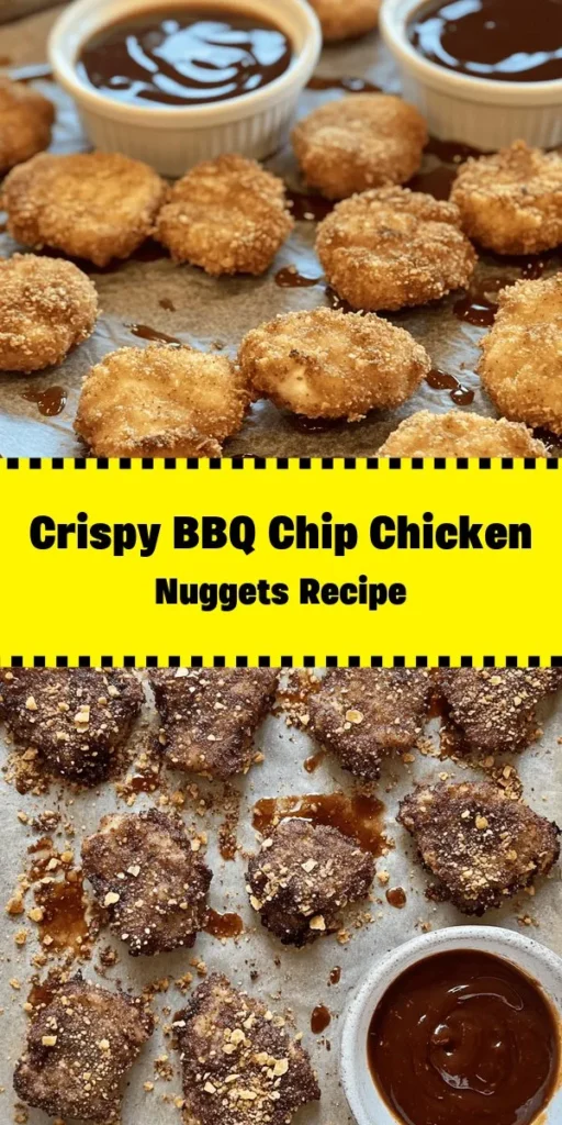 Looking for a fun and tasty dinner idea? Try these homemade BBQ chip chicken nuggets! With a crispy coating made from BBQ-flavored potato chips, these nuggets are packed with flavor. Perfect for kids and adults alike, they're easy to make in just 35 minutes. Simply coat bite-sized chicken pieces in a flavorful blend of spices, bake until golden, and serve with BBQ sauce for dipping. A delicious twist on a classic favorite!