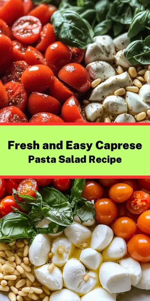 Looking for a quick and delicious dish? Try this Easy Caprese Pasta Salad! With just a few ingredients like cherry tomatoes, fresh mozzarella, and basil, this vibrant salad is perfect for a light lunch or a side at your next gathering. Toss your al dente pasta with a simple dressing of olive oil, balsamic vinegar, and garlic powder, and you're ready to enjoy. Optional toasted pine nuts add a delightful crunch! Ready in just 25 minutes!