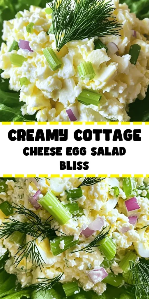 Looking for a fresh twist on classic egg salad? Try this Cottage Cheese Egg Salad Delight! Packed with protein and flavor, it combines creamy cottage cheese, chopped hard-boiled eggs, crunchy celery, and zesty red onion, all seasoned with dill and Dijon mustard. Perfectly light and refreshing, it’s served on crunchy lettuce leaves and garnished with fresh chives. Quick to make in just 20 minutes, it’s a nutritious option for lunch or a snack. Enjoy this deliciously healthy recipe!
