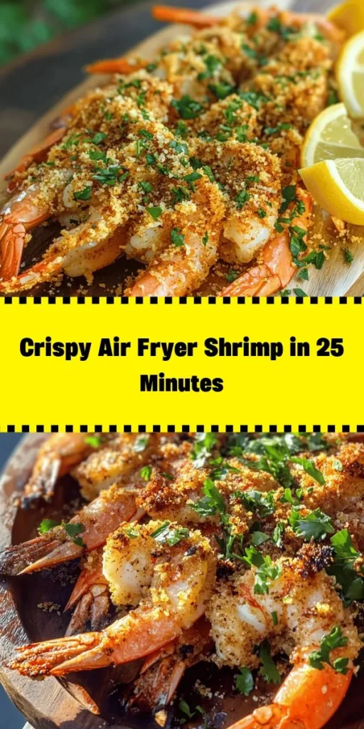 Discover the ultimate Crispy Air Fryer Shrimp Delight! This quick and easy recipe features large shrimp coated in a savory mix of breadcrumbs, garlic, onion, and smoked paprika, delivering that perfect crunch. Ready in just 25 minutes, you'll love the simple preparation and deliciously golden results. Serve with fresh parsley and zesty lemon wedges for a delightful meal that’s sure to impress. Perfect for a cozy dinner or appetizer! 🍤✨