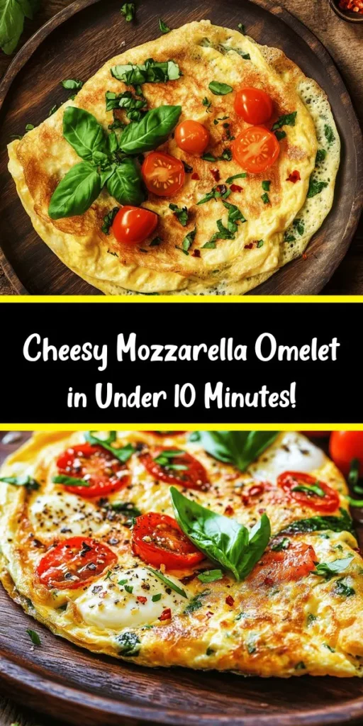 Start your day with a burst of flavor using this delicious Mozzarella Magic Omelet! Packed with fluffy eggs, creamy mozzarella, fresh tomatoes, and vibrant spinach, this recipe takes just 10 minutes to make. A sprinkle of basil and a touch of red pepper flakes add the perfect finishing touch. Whether it's breakfast or brunch, this omelet is sure to impress. Quick, nutritious, and oh-so-satisfying, give it a try today!