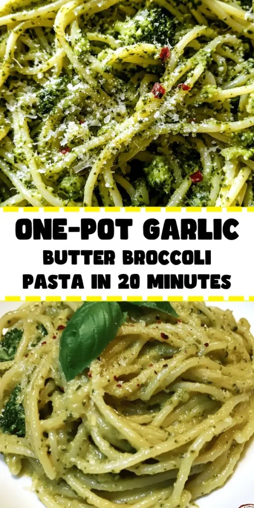 Discover a deliciously simple meal with this easy one-pot garlic butter broccoli pasta! Ready in just 20 minutes, this dish combines tender pasta and fresh broccoli in a creamy garlic butter sauce, elevated with a splash of lemon. Perfect for busy weeknights, it’s not only quick but also a crowd-pleaser. Garnish with fresh herbs for an extra burst of flavor. Grab your pot and get ready to enjoy this tasty, comforting recipe!