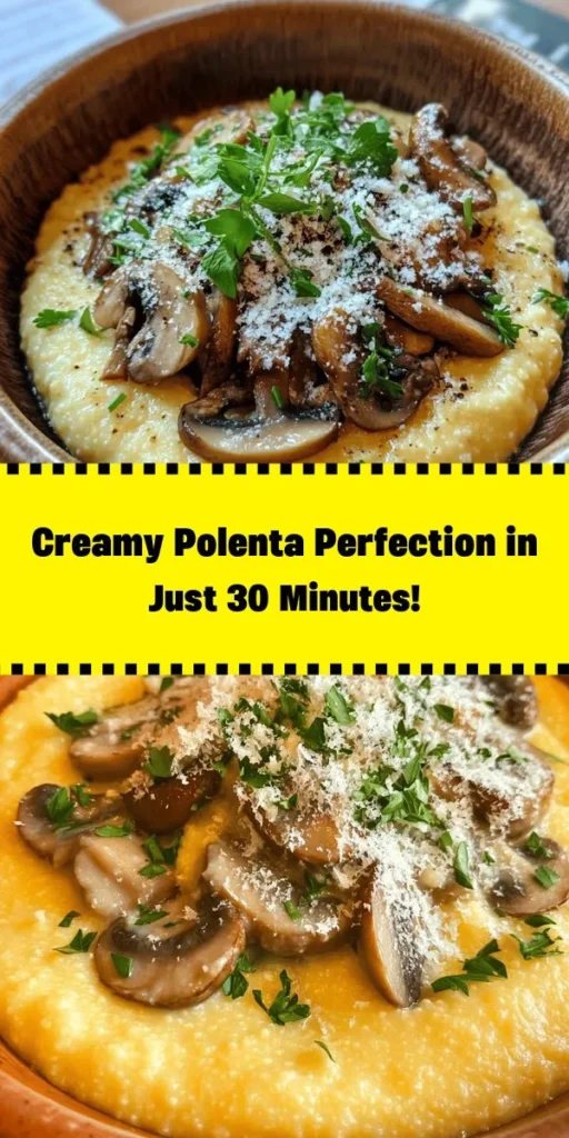 Discover the secret to perfectly creamy polenta with this easy recipe! Made with just a few simple ingredients, including polenta, water or veggie stock, butter, and Parmesan cheese, it comes together in under 30 minutes. This delicious dish is beautifully versatile, allowing you to add your favorite toppings like sautéed mushrooms, fresh herbs, or roasted vegetables. Ideal for a comforting side or base for a hearty meal, elevate your dining experience with this creamy delight.