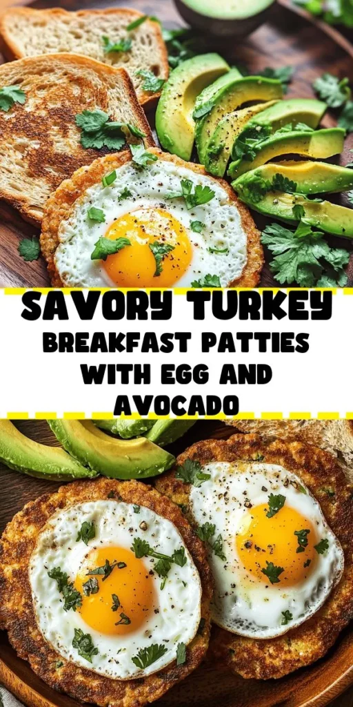 Start your day right with these delicious Turkey Breakfast Patties topped with a perfectly fried egg and fresh avocado! This healthy and satisfying breakfast recipe is easy to make and packed with flavor, thanks to seasonings like thyme and paprika mixed into lean ground turkey. Serve on whole grain or gluten-free toast for a complete meal. Perfect for meal prep or a hearty breakfast when you need energy! Try it out and energize your mornings!