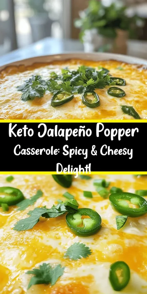 Savor the bold flavors of this Keto Jalapeño Popper Casserole, a perfect low-carb delight for your next meal! Combining ground beef or turkey with spicy jalapeños and a creamy blend of cheeses, this casserole offers a satisfying kick. Easy to prepare in just 40 minutes, it’s baked to bubbly perfection and topped with ooey-gooey cheese. Serve it warm and garnish with fresh cilantro or green onions for extra flair. Enjoy a delicious guilt-free treat!
