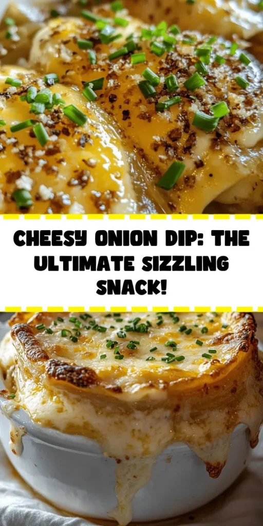 Indulge in the creamy, cheesy goodness of Sizzling Cheesy Onion Delight! Loaded with layers of flavor from sautéed onions, garlic, and a blend of rich cheeses, this dip is perfect for your next gathering. Easy to make in just 45 minutes, it combines sour cream, cream cheese, and sharp cheddar for a mouthwatering treat. Bake until bubbly and golden, then enjoy warm with chips or veggies. Ideal for sharing, this is a flavor sensation everyone will love!