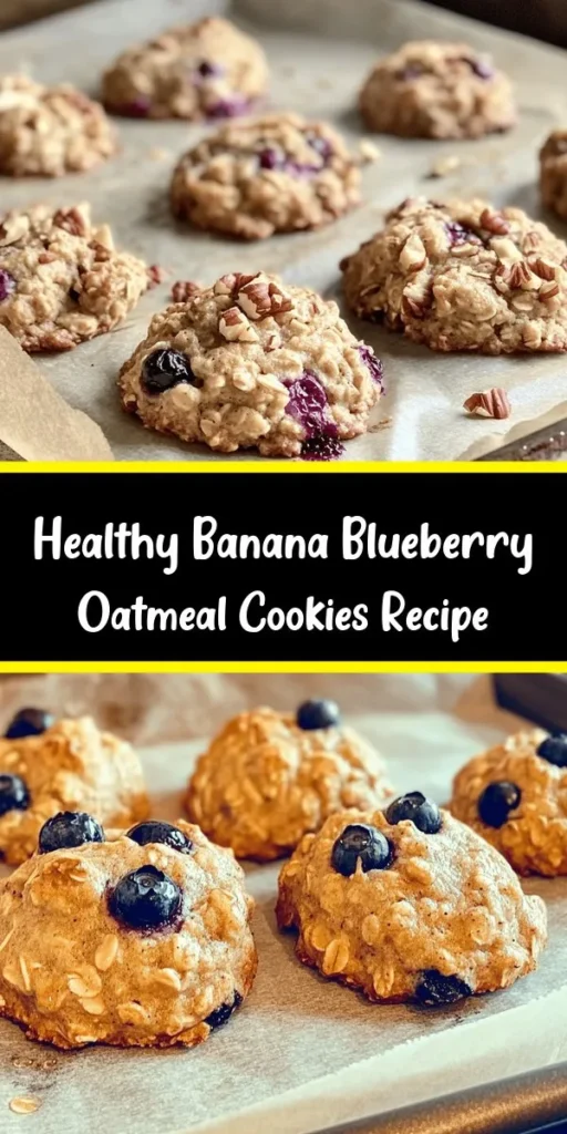 Start your day off right with these delicious Banana Blueberry Oatmeal Breakfast Cookies! Packed with nutrients, these cookies combine ripe bananas and blueberries with rolled oats and whole wheat flour for a wholesome treat. They're sweetened naturally with honey or maple syrup and can be made nut-free by skipping the almond butter. Perfect for breakfast or a snack, these easy-to-make cookies are a guilt-free indulgence that will delight your taste buds!