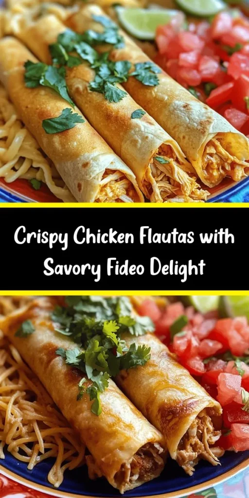 Bring a fiesta to your kitchen with these crunchy Chicken Flautas and savory Fideo! With shredded chicken, melted cheese, and crispy corn tortillas, these flautas are sure to impress. Pair them with a flavorful fideo made with tender pasta, diced tomatoes, and spices. Perfect for family dinners or gatherings, this delicious recipe is easy to make and bursting with flavor. Don’t forget the lime and your favorite salsa for the ultimate experience!