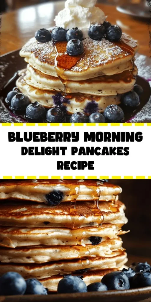 Start your day with these delightful Morning Delight Pancakes! Fluffy and flavorful, these pancakes are made with simple ingredients like flour, sugar, and fresh blueberries. Ready in just 20 minutes, they're perfect for a quick breakfast or a lazy brunch. Serve them warm with a drizzle of maple syrup and a dollop of whipped cream for an extra treat. Ideal for family gatherings or cozy mornings at home, these pancakes are sure to please everyone!