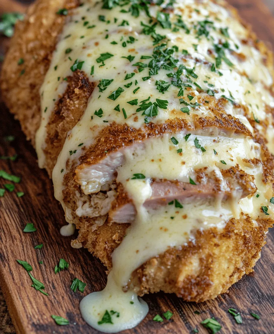 Chicken Cordon Bleu is a timeless classic that has graced dinner tables around the world, embodying the very essence of comfort food. This dish marries the tender, juicy qualities of chicken breast with savory fillings of ham and Swiss cheese, all enveloped in a crispy, golden-brown breading. The contrast of textures—the crunchy exterior against the tender interior—alongside the rich, creamy Swiss cheese sauce, makes for a delightful dining experience that is as visually appealing as it is delicious.