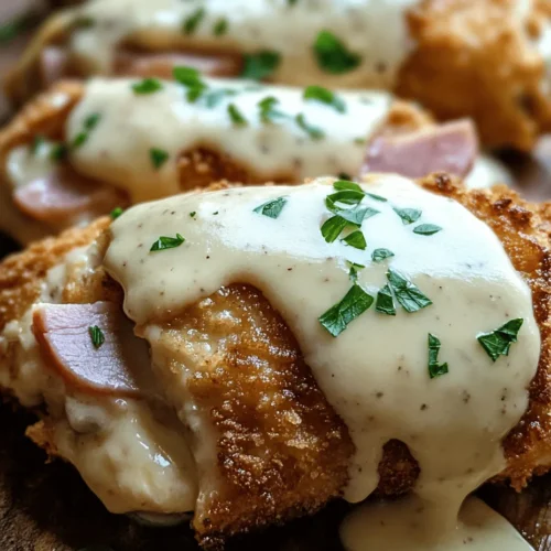 Chicken Cordon Bleu is a timeless classic that has graced dinner tables around the world, embodying the very essence of comfort food. This dish marries the tender, juicy qualities of chicken breast with savory fillings of ham and Swiss cheese, all enveloped in a crispy, golden-brown breading. The contrast of textures—the crunchy exterior against the tender interior—alongside the rich, creamy Swiss cheese sauce, makes for a delightful dining experience that is as visually appealing as it is delicious.