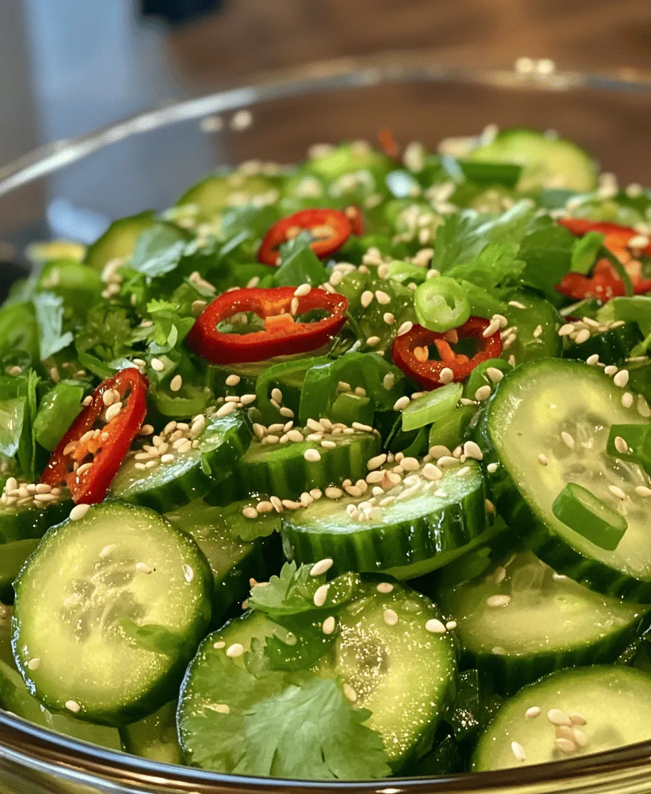 Crisp and Zesty Asian Cucumber Salad is a refreshing dish that perfectly embodies the vibrant and diverse flavors of Asian cuisine. This salad is not only a feast for the eyes but also a delight for the palate, making it a favorite among those who appreciate fresh, invigorating flavors. With its crunchy texture and zesty dressing, this salad serves as an excellent accompaniment to a variety of main dishes or as a light meal on its own.