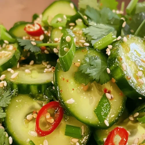 Crisp and Zesty Asian Cucumber Salad is a refreshing dish that perfectly embodies the vibrant and diverse flavors of Asian cuisine. This salad is not only a feast for the eyes but also a delight for the palate, making it a favorite among those who appreciate fresh, invigorating flavors. With its crunchy texture and zesty dressing, this salad serves as an excellent accompaniment to a variety of main dishes or as a light meal on its own.