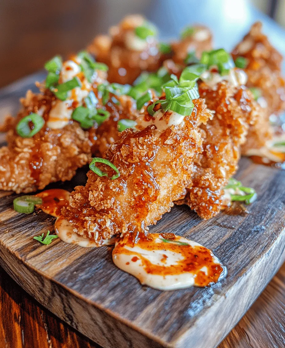 When it comes to making Crispy Bang Bang Chicken, the choice of chicken is crucial. We recommend using <strong>boneless, skinless chicken thighs</strong> for several reasons. First and foremost, chicken thighs are known for their juiciness and rich flavor compared to chicken breasts. The extra fat content in thighs ensures that the meat remains tender and moist during the cooking process, which is essential when frying.” /></p>
</p>
<h2>Frying Techniques: Achieving the Perfect Crisp</h2>
</p>
<p>To achieve that irresistible crunch that makes Crispy Bang Bang Chicken a favorite, mastering the frying technique is essential. The right frying method and oil temperature play a crucial role in delivering the perfect texture.</p>
</p>
<h3>Recommended Frying Methods and Oil Temperature for Best Results</h3>
</p>
<p>When it comes to frying, there are primarily two methods to consider: deep frying and shallow frying. For Crispy Bang Bang Chicken, deep frying is generally recommended as it ensures that the chicken cooks evenly and achieves a golden-brown exterior. However, shallow frying can also yield great results if you’re looking to use less oil.</p>
</p>
<p>1. <strong>Deep Frying</strong>: This method requires a deep pot or a deep fryer filled with oil. The ideal oil temperature for frying chicken is between 350°F to 375°F (175°C to 190°C). You can use oils with high smoke points, such as vegetable oil, canola oil, or peanut oil. Using a thermometer can help maintain consistent temperature, ensuring the chicken cooks properly without absorbing too much oil.</p>
</p>
<p>2. <strong>Shallow Frying</strong>: If you prefer using less oil, shallow frying is a viable option. Use a skillet with enough oil to cover the bottom and heat it to the same temperature range. When the oil is hot, add the chicken pieces, ensuring they are not overcrowded. This method may require flipping the chicken halfway through to achieve an even crispiness on both sides.</p>
</p>
<h3>Tips for Frying in Batches to Avoid Overcrowding</h3>
</p>
<p>One of the most common mistakes when frying chicken is overcrowding the pan, which can lead to uneven cooking and soggy skin. Here are some tips to fry your Bang Bang Chicken perfectly:</p>
</p>
<p>– <strong>Batch Cooking</strong>: Cook the chicken in small batches. This allows the temperature of the oil to remain consistent, resulting in a better fry. Aim to fry no more than three to four pieces at a time, depending on the size of your frying vessel.</p>
</p>
<p>– <strong>Monitor Oil Temperature</strong>: Each time you add chicken to the oil, the temperature will drop. Allow the oil to return to the desired temperature before adding the next batch. This helps maintain that crispy texture.</p>
</p>
<p>– <strong>Use a Slotted Spoon</strong>: When removing the chicken from the oil, use a slotted spoon or tongs to let excess oil drain off before placing the chicken on a wire rack lined with paper towels. This helps keep the chicken crispy and prevents it from becoming greasy.</p>
</p>
<p>By following these frying techniques, you’ll achieve perfectly crispy chicken that lays the foundation for an unforgettable Bang Bang Chicken experience.</p>
</p>
<h2>Crafting the Bang Bang Sauce: A Flavorful Complement</h2>
</p>
<p>The magic of Bang Bang Chicken lies not only in its crispy texture but also in its creamy, spicy sauce. Creating the perfect Bang Bang Sauce is straightforward and allows for customization based on your taste preferences.</p>
</p>
<h3>Instructions for Mixing the Sauce to Achieve the Desired Consistency</h3>
</p>
<p>To make the Bang Bang Sauce, you’ll need the following ingredients:</p>
</p>
<p>– 1/2 cup mayonnaise</p>
<p>– 1/4 cup sweet chili sauce</p>
<p>– 1 tablespoon Sriracha (adjust to taste for spiciness)</p>
<p>– 1 teaspoon lime juice</p>
<p>– Salt and pepper to taste</p>
</p>
<p>1. <strong>Combine Ingredients</strong>: In a medium-sized mixing bowl, add the mayonnaise, sweet chili sauce, and Sriracha. Use a whisk to blend the ingredients until smooth.</p>
</p>
<p>2. <strong>Adjust for Flavor</strong>: Add lime juice and season with salt and pepper. Taste the sauce and adjust the spiciness by adding more Sriracha if desired. If you prefer a thinner sauce, you can add a teaspoon of water to reach your desired consistency.</p>
</p>
<p>3. <strong>Chill Before Use</strong>: For the best flavor, let the sauce sit in the refrigerator for at least 30 minutes before serving. This allows the flavors to meld beautifully.</p>
</p>
<h3>Variations and Adjustments for Personal Taste Preferences</h3>
</p>
<p>Feel free to customize the Bang Bang Sauce to suit your palate:</p>
</p>
<p>– <strong>Sweetness Adjustment</strong>: If you prefer a sweeter sauce, increase the amount of sweet chili sauce. Alternatively, you can add a touch of honey or agave syrup.</p>
</p>
<p>– <strong>Herb Infusions</strong>: For a fresh twist, consider adding finely chopped cilantro or green onions into the sauce.</p>
</p>
<p>– <strong>Creamy Texture</strong>: For a creamier texture, incorporate a splash of Greek yogurt or sour cream into the sauce.</p>
</p>
<p>With these adjustments, you can tailor the Bang Bang Sauce to match your personal taste perfectly.</p>
</p>
<h2>Combining and Serving: Bringing It All Together</h2>
</p>
<p>Once your chicken is fried to perfection and your Bang Bang Sauce is ready, it’s time to combine and serve.</p>
</p>
<h3>Techniques for Tossing the Chicken in the Sauce Without Losing Crunch</h3>
</p>
<p>To ensure that your crispy chicken remains crunchy while being coated in the sauce, follow these steps:</p>
</p>
<p>1. <strong>Cool the Chicken Briefly</strong>: Allow the fried chicken to cool for a minute on the wire rack to let any excess oil drip off. This helps maintain its crispiness.</p>
</p>
<p>2. <strong>Toss Gently</strong>: In a large bowl, add a small amount of the Bang Bang Sauce. Using tongs, gently toss the chicken pieces in the sauce, ensuring that they are lightly coated. Be careful not to over-saturate the chicken, as this can lead to sogginess.</p>
</p>
<p>3. <strong>Serve Immediately</strong>: Place the sauced chicken back on the wire rack or a serving platter. Serve immediately for the best texture.</p>
</p>
<h3>Suggestions for Serving: Side Dishes and Presentation Ideas</h3>
</p>
<p>Crispy Bang Bang Chicken can be enjoyed on its own or paired with various sides. Here are some serving suggestions:</p>
</p>
<p>– <strong>Side Dishes</strong>: Consider serving the chicken with steamed jasmine rice or fluffy rice pilaf to balance the flavors. A light salad with a vinaigrette dressing also complements the richness of the sauce. For a fun twist, serve it alongside sweet potato fries or coleslaw for added crunch.</p>
</p>
<p>– <strong>Presentation Ideas</strong>: For an elegant presentation, arrange the chicken on a large platter and drizzle extra Bang Bang Sauce over the top. Garnish with sliced scallions or sesame seeds for added visual appeal. Serve with lime wedges on the side for an extra zesty kick.</p>
</p>
<h2>The Finishing Touch: Garnishing with Scallions</h2>
</p>
<p>Garnishing is an essential step that can elevate your Crispy Bang Bang Chicken both visually and flavor-wise.</p>
</p>
<h3>How Garnishes Enhance the Visual Appeal and Flavor</h3>
</p>
<p>Fresh garnishes not only add color to your dish but also enhance its flavor profile. Scallions, with their mild onion flavor, provide a refreshing contrast to the spicy and creamy Bang Bang Sauce.</p>
</p>
<p>– <strong>Slicing Scallions</strong>: Thinly slice green onions and sprinkle them generously over the chicken just before serving. This adds a pop of color and freshness.</p>
</p>
<h3>Alternative Garnishing Options for Added Creativity</h3>
</p>
<p>If you’re looking to get creative with your garnishing, consider these alternatives:</p>
</p>
<p>– <strong>Cilantro</strong>: Fresh cilantro adds a vibrant touch and a burst of flavor that pairs beautifully with the sauce.</p>
</p>
<p>– <strong>Sesame Seeds</strong>: Toasted sesame seeds provide a crunchy texture and a nutty flavor that complements the dish well.</p>
</p>
<p>– <strong>Red Pepper Flakes</strong>: For a spicy kick, sprinkle some red pepper flakes atop the chicken just before serving.</p>
</p>
<h2>Serving Suggestions: Pairing Your Dish</h2>
</p>
<p>Crispy Bang Bang Chicken is versatile enough to shine in various settings, from casual family dinners to festive gatherings.</p>
</p>
<h3>Ideas for Side Dishes That Complement Bang Bang Chicken</h3>
</p>
<p>1. <strong>Fried Rice</strong>: A classic pairing, fried rice adds a hearty element that balances the dish.</p>
<p>2. <strong>Vegetable Stir-Fry</strong>: A colorful vegetable stir-fry can provide a healthy contrast and a variety of textures.</p>
<p>3. <strong>Asian Slaw</strong>: A crunchy Asian slaw with a tangy dressing can cut through the richness of the chicken and sauce.</p>
</p>
<h3>Creative Ways to Serve the Dish for Various Occasions</h3>
</p>
<p>– <strong>Appetizer Platter</strong>: Serve small portions of Bang Bang Chicken as appetizers at parties, accompanied by toothpicks for easy eating.</p>
</p>
<p>– <strong>Family Style</strong>: Present the chicken in a large bowl on the center of the table, encouraging family members to help themselves and create their own plates.</p>
</p>
<p>– <strong>Meal Prep</strong>: Use Crispy Bang Bang Chicken as a delicious meal prep option. Divide the chicken into meal containers with rice or veggies for quick lunches throughout the week.</p>
</p>
<h2>Crispy Bang Bang Chicken: A Culinary Experience Worth Sharing</h2>
</p>
<h3>The Joy of Cooking: The Process and Its Rewards</h3>
</p>
<p>Cooking is a joyous experience, and preparing Crispy Bang Bang Chicken is no exception. The process of frying, mixing the sauce, and crafting a visually appealing dish offers satisfaction at every step. Watching your loved ones enjoy a meal you’ve prepared with care is undoubtedly rewarding.</p>
</p>
<h3>Reflecting on the Experience of Preparing This Dish</h3>
</p>
<p>From the initial prep to the final plating, every moment spent creating this delightful dish is an opportunity to connect with culinary traditions and your loved ones. The crispy texture and tantalizing flavor of your Bang Bang Chicken will leave lasting impressions, making every bite a memory to cherish.</p>
</p>
<h2>Conclusion: Savoring Every Bite of Crispy Bang Bang Chicken</h2>
</p>
<p>Crispy Bang Bang Chicken is not just a recipe; it’s an experience filled with flavor, texture, and joy. The combination of crispy chicken and a tangy sauce creates a delightful dish that can be enjoyed in various settings. Whether you’re cooking for a family dinner or hosting a gathering, this recipe will undoubtedly be a crowd-pleaser. Embrace the flavors, enjoy the process, and savor every bite of your homemade Crispy Bang Bang Chicken.</p>
<div id=