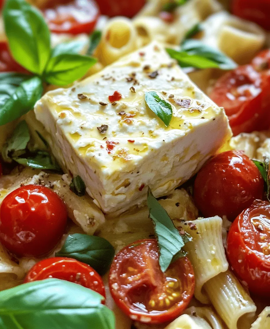 Feta cheese is undoubtedly the star of this dish. When baked, it transforms into a creamy, luscious texture that melds beautifully with the other ingredients. Feta adds a tangy flavor that elevates the overall taste of the pasta, making it feel indulgent without being overly rich. Choosing high-quality feta cheese can significantly enhance the flavor, so look for options that are made from sheep's milk or a combination of sheep and goat’s milk for a more authentic taste.