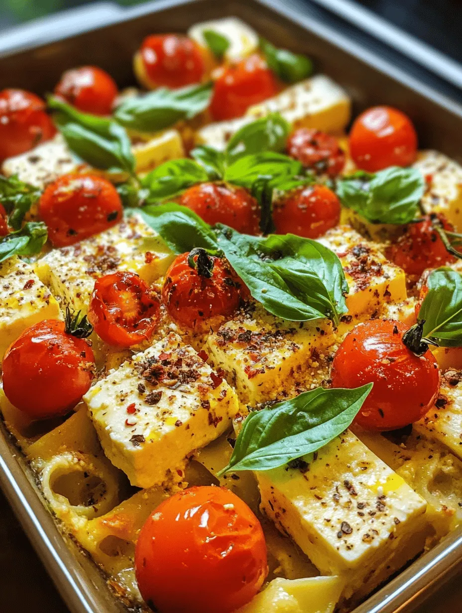 Feta cheese is undoubtedly the star of this dish. When baked, it transforms into a creamy, luscious texture that melds beautifully with the other ingredients. Feta adds a tangy flavor that elevates the overall taste of the pasta, making it feel indulgent without being overly rich. Choosing high-quality feta cheese can significantly enhance the flavor, so look for options that are made from sheep's milk or a combination of sheep and goat’s milk for a more authentic taste.