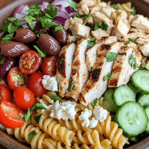 Mediterranean cuisine is celebrated not only for its vibrant flavors but also for its numerous health benefits. Drawing inspiration from countries that border the Mediterranean Sea, this culinary tradition emphasizes fresh ingredients, wholesome grains, and lean proteins. It is known for promoting heart health, aiding digestion, and supporting weight management due to its abundance of fruits, vegetables, and healthy fats. The Mediterranean Chicken Pasta Salad embodies these principles beautifully, making it an ideal choice for gatherings, meal prepping, or enjoying a refreshing light lunch.