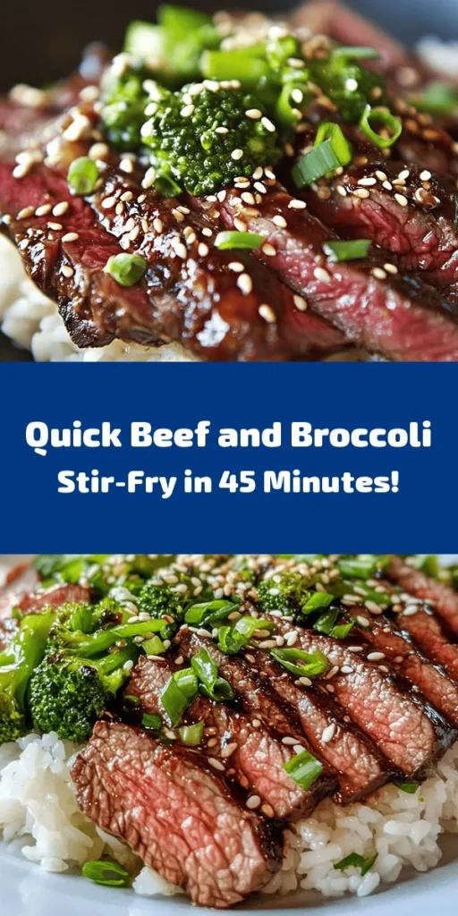 Savor the delicious flavors of Wok-Seared Beef & Broccoli Delight! This quick and easy recipe combines tender flank steak and fresh broccoli, all tossed in a savory sauce made from oyster, soy, and hoisin sauces. With a prep time of just 30 minutes, this dish is perfect for busy weeknights. Serve it over fluffy white rice and garnish with sesame seeds and green onions for a delightful meal everyone will love. Explore this tasty stir-fry today!