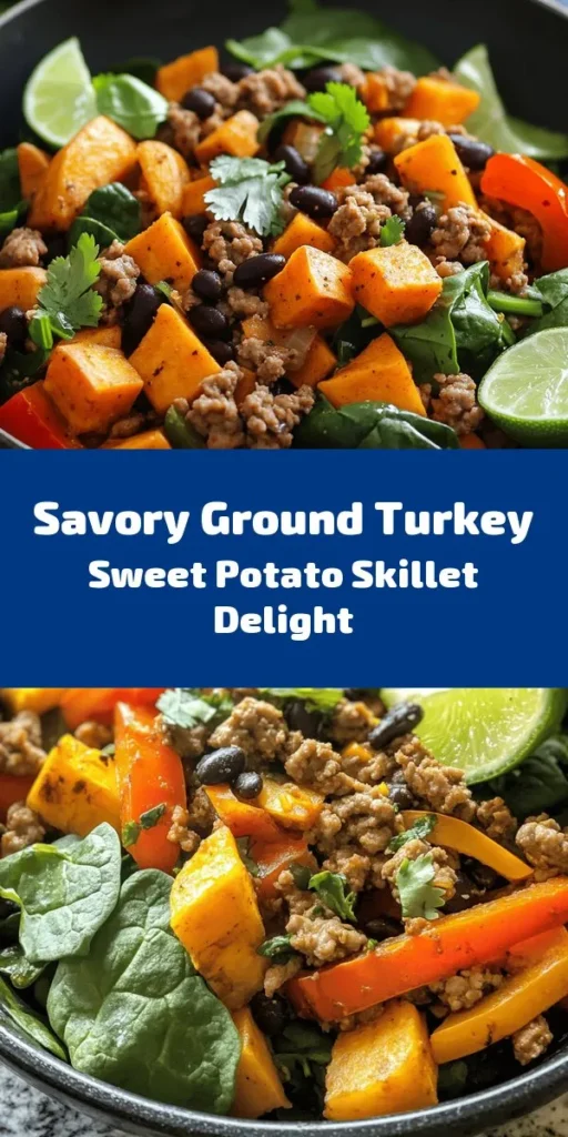 Looking for a delicious, healthy dinner option? This Ground Turkey Sweet Potato Skillet is a one-pan wonder packed with flavor! In just 30 minutes, you'll have a nutritious meal featuring ground turkey, sweet potatoes, black beans, and fresh spinach. Seasoned with smoked paprika, cumin, and chili powder, this dish is as tasty as it is easy to make. Top it off with cilantro and a squeeze of lime for a delightful finish! Perfect for meal prepping or a quick weeknight dinner. Enjoy!