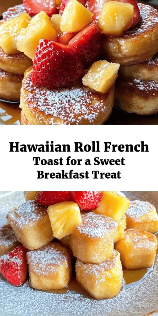 Indulge in a tropical twist with this Hawaiian Roll French Toast recipe! Perfect for breakfast or brunch, these sweet rolls are transformed into a delightful dish with a quick egg mixture and a touch of cinnamon. Soak the rolls just right for a golden crispy exterior and a soft inside. Serve with fresh fruit, a dusting of powdered sugar, and a drizzle of maple syrup. It’s a scrumptious way to start your day in just 20 minutes!