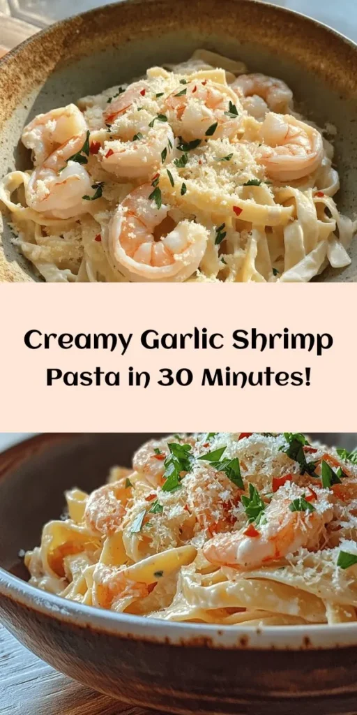 Indulge in this creamy garlic shrimp pasta that's perfect for a weeknight dinner or a special occasion. With tender shrimp sautéed in a savory garlic butter sauce and tossed with fettuccine in a rich cream and Parmesan mix, it’s sure to impress! Ready in just 30 minutes, it's a delightful blend of flavors with a hint of spice if you choose. Don't forget to garnish with fresh parsley for that perfect finishing touch. Enjoy this delicious dish that everyone will love!