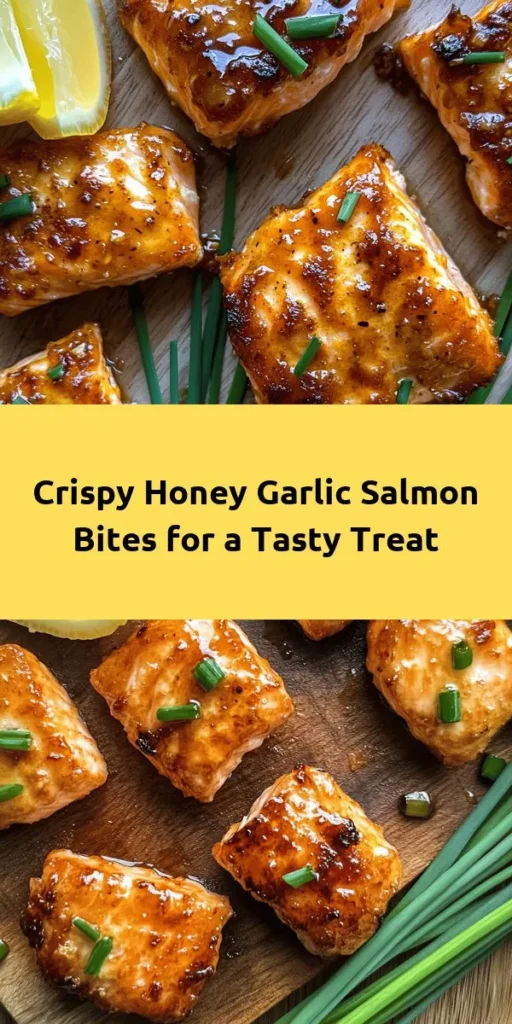 Indulge in these crispy honey garlic salmon bites that are bursting with flavor! This quick and easy recipe features tender salmon pieces coated in a crunchy breadcrumb crust, all glazed in a delicious honey garlic sauce. Perfect as an appetizer or a light meal, these bites are served with a zesty lemon wedge and garnished with fresh chives. Ready in just 25 minutes, they're a crowd-pleaser that anyone will love! Try them today!