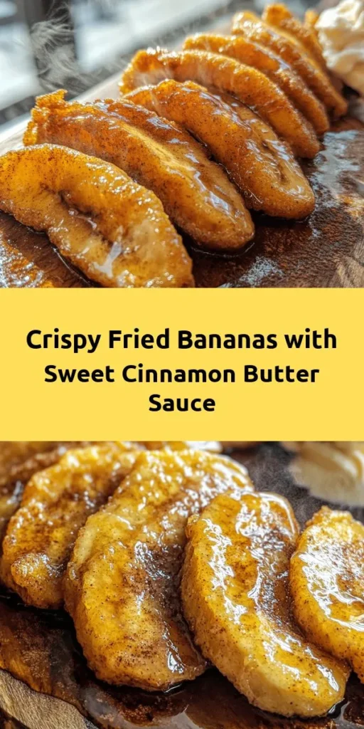 Indulge in the delightful sweetness of Fried Bananas with Cinnamon Butter Sauce! This simple recipe transforms ripe bananas into crispy bites, enveloped in a rich, warm sauce that’s perfect for dessert or a sweet snack. Just combine a few ingredients for the batter, fry until golden, and drizzle with a buttery cinnamon sauce. Serve warm with a scoop of vanilla ice cream or whipped cream for a truly irresistible treat that everyone will love!
