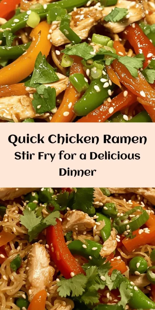 Indulge in a tasty Chicken Ramen Stir Fry that’s quick and easy to make! With tender chicken, colorful veggies like bell peppers and carrots, and the perfect combination of soy and oyster sauces, this dish is bursting with flavor. Ready in just 30 minutes, it's perfect for weeknight dinners. Garnish with green onions, sesame seeds, and fresh herbs for an extra touch. Try this recipe for a delightful meal that everyone will love!