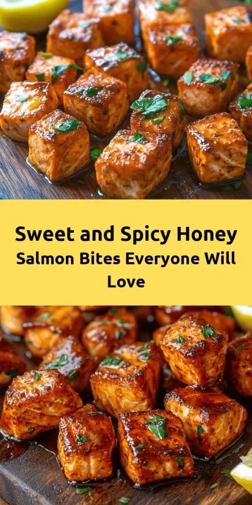 Indulge in these Spicy Sweet Hot Honey Salmon Bites for a delicious and easy appetizer! Made with fresh salmon, garlic, and a hint of smoked paprika, these bites are baked to perfection and drizzled with hot honey and lemon juice for a sweet and spicy finish. Perfect for parties or as a tasty snack, they come together in just 20 minutes. Garnished with fresh parsley, they’re sure to impress your guests. Enjoy this flavorful seafood treat!