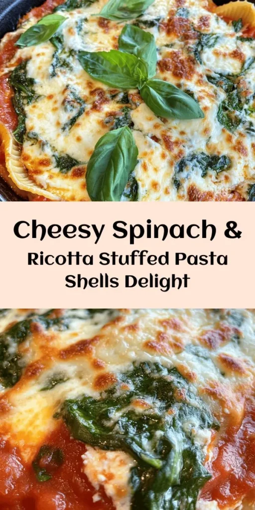 Discover the deliciousness of Spinach & Ricotta Dream Shells! These jumbo pasta shells are stuffed with a creamy mixture of ricotta, fresh spinach, and gooey mozzarella, then baked in marinara sauce to perfection. This dish is not only hearty and cheesy but also a great way to add some greens to your meal. Perfect for family dinners or gatherings, it’s easy to prepare and bursting with flavor. Try it out for a cozy night in!