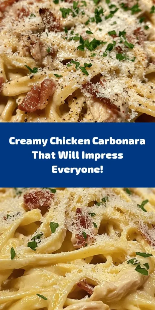 Indulge in the ultimate comfort food with this Best-Ever Chicken Carbonara! This creamy dish combines tender pasta, juicy chicken, and crispy bacon, all tossed in a rich Parmesan sauce. With just 30 minutes from prep to plate, it's perfect for a weeknight dinner. Add a pinch of red pepper flakes for a spicy kick, and don't forget the fresh parsley for the finishing touch. A guaranteed hit for family and friends! Enjoy your meal! 🍝🍗