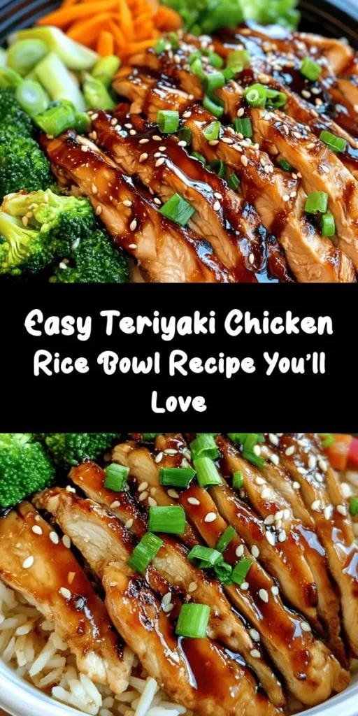 Whip up a tasty Teriyaki Chicken Rice Bowl that's packed with flavor and nutrients! This simple recipe features tender marinated chicken served over fluffy jasmine rice, complemented by steamed broccoli or your favorite mixed veggies. With a delicious homemade teriyaki sauce made from soy sauce, honey, and ginger, this dish is perfect for a cozy dinner. Don't forget to garnish with fresh green onions and sesame seeds for an added crunch. Enjoy a delightful and satisfying meal in just 50 minutes!
