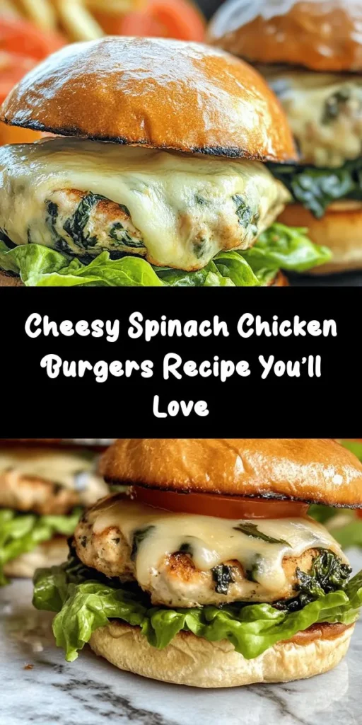 Elevate your burger night with these White Cheddar and Spinach Chicken Burgers! Made with tender ground chicken, fresh spinach, and creamy white cheddar, these flavorful patties are easy to whip up in just 30 minutes. Perfectly seasoned and cooked until golden brown, they sit on toasted buns and can be topped with your favorites like lettuce and tomato for extra crunch. A deliciously cheesy meal that’s healthy and satisfying!