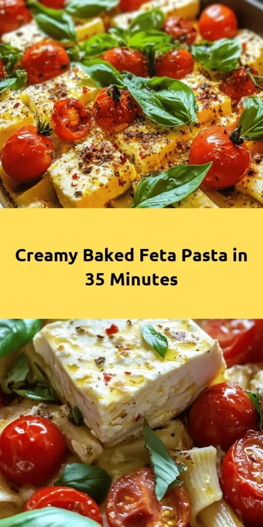 Indulge in the creamy, savory goodness of Baked Feta Pasta Delight! This easy recipe combines baked feta cheese, cherry tomatoes, and fragrant garlic to create a delectable sauce that pairs perfectly with your favorite pasta. Just toss the ingredients in the oven, cook your pasta, and merge them for a delicious meal in just 35 minutes. Garnish with fresh basil and Parmesan for an extra touch. Perfect for a cozy night in or impressing guests!