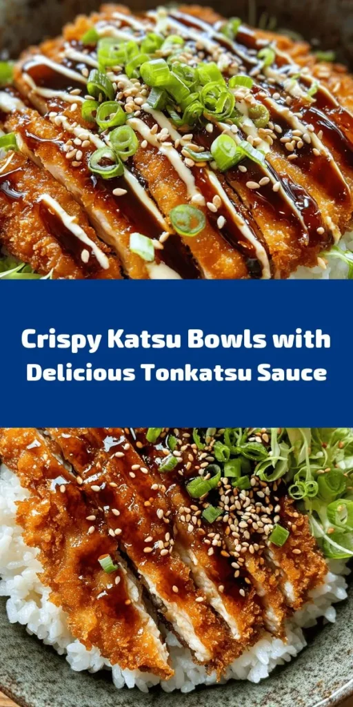 Indulge in this delicious Crispy Katsu Bowl topped with a savory homemade Tonkatsu sauce! Featuring tender pork chops or chicken breasts, coated in crispy panko breadcrumbs, this dish combines the perfect crunch with a tangy sauce. Serve it over fluffy Japanese rice, fresh cabbage, and garnish with green onions and sesame seeds. It's a satisfying meal that's easy to make and perfect for any night of the week. Enjoy a taste of Japan right at home!