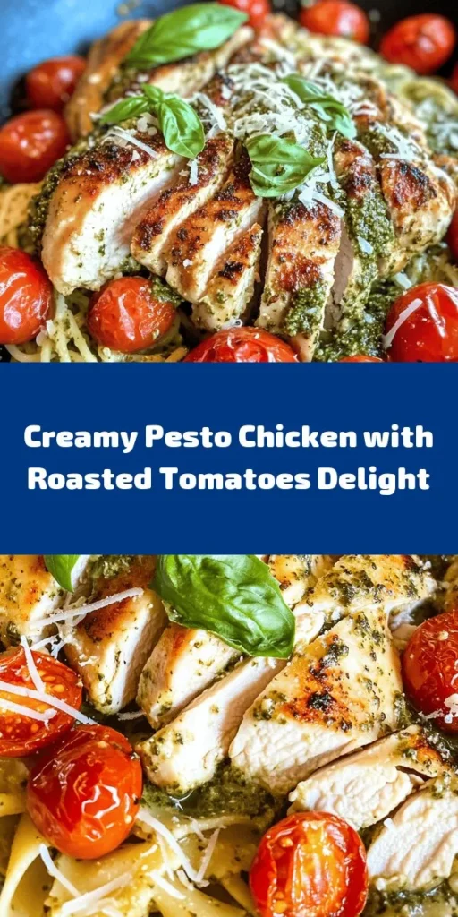 Discover the ultimate comfort food with this creamy pesto chicken recipe! Juicy chicken breasts are cooked to perfection and enveloped in a rich, flavorful pesto sauce, complemented by sweet roasted cherry tomatoes. Perfect for a weeknight dinner or special occasion, this dish pairs beautifully with pasta or can stand on its own. With simple ingredients and easy steps, you can have a delicious meal ready in under an hour. Enjoy the fresh taste of basil and the creamy goodness today!